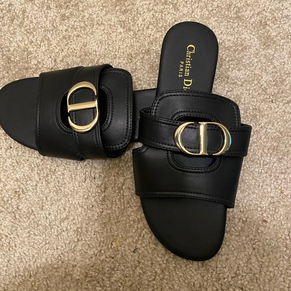 Black Slide Sandals - Picture 2 of 7